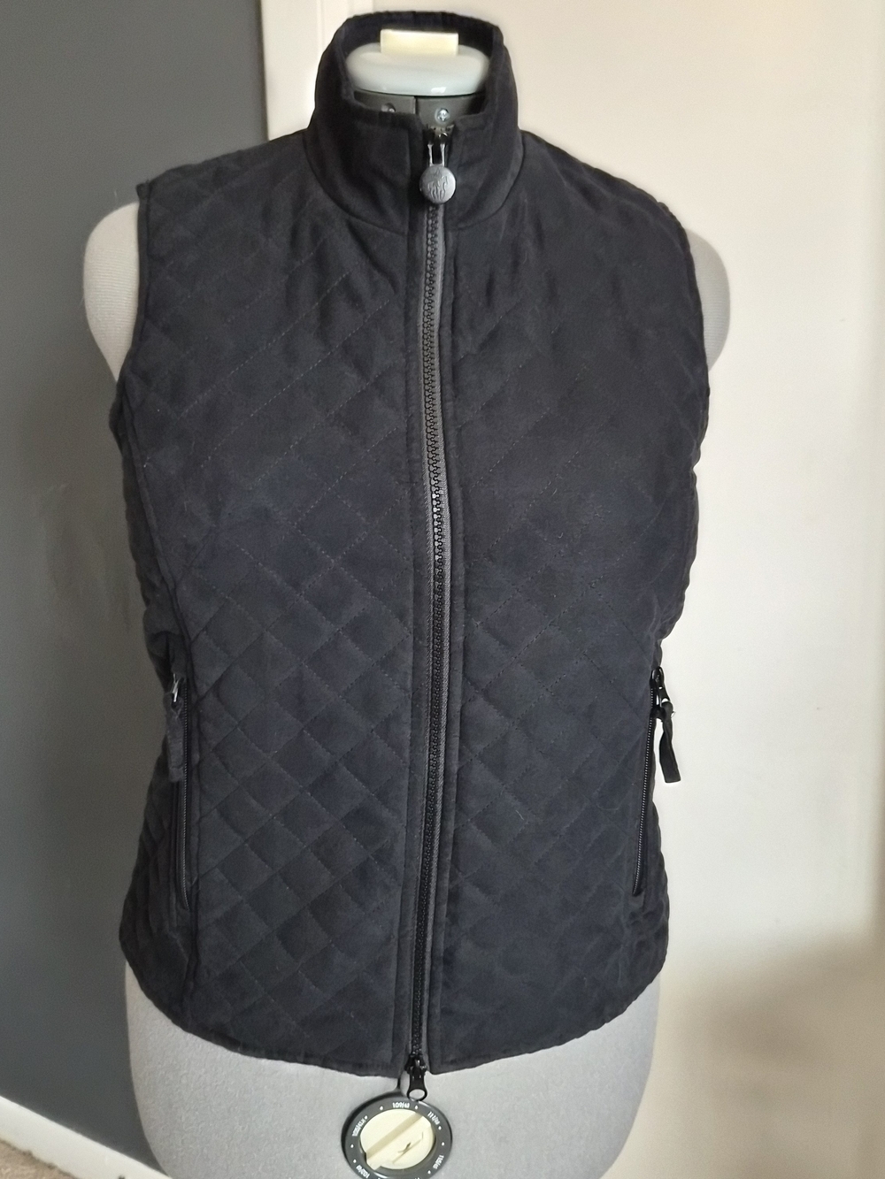 Quilted Zip-Up Vest - Black